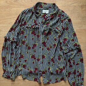 For The Republic Long Sleeve Black and White Gingham Shirt